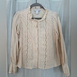 Calypso St. Barth Cream Lace Button-Up Blouse